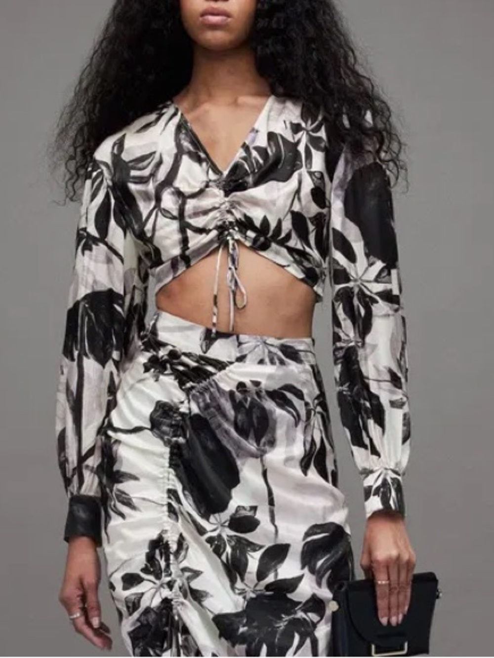 AllSaints Carla Jackie Silk Blend Crop Top